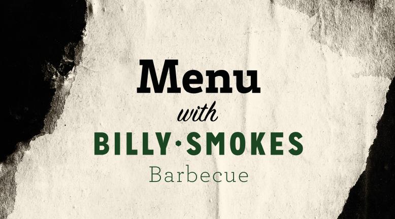 Menu with Billy Smokes Barbecue